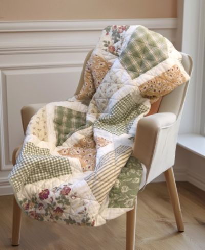 Donna Sharp Peach Rose Cotton Reversible Throw, 50" x 60"
