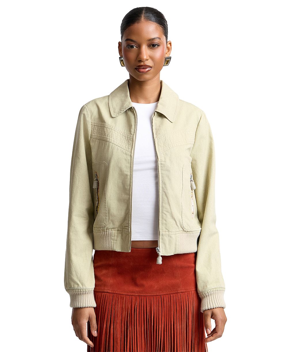 Avec Les Filles Women's Zip-Front Bomber Jacket