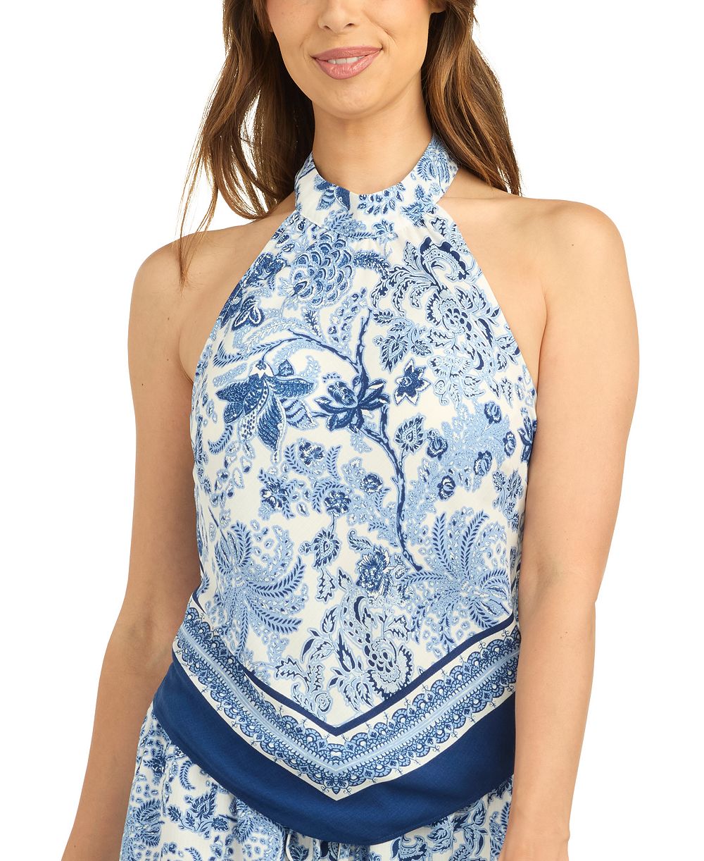 BCX Juniors' Halter Printed Sleeveless Tank Top
