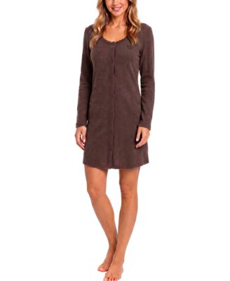 Roudelain Women's Brushed Pointelle Scoop-Neck Long-Sleeve Sleep Shirt