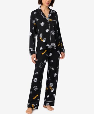 DKNY Women's Long-Sleeve Button-Front Pajama Top and Pants Set