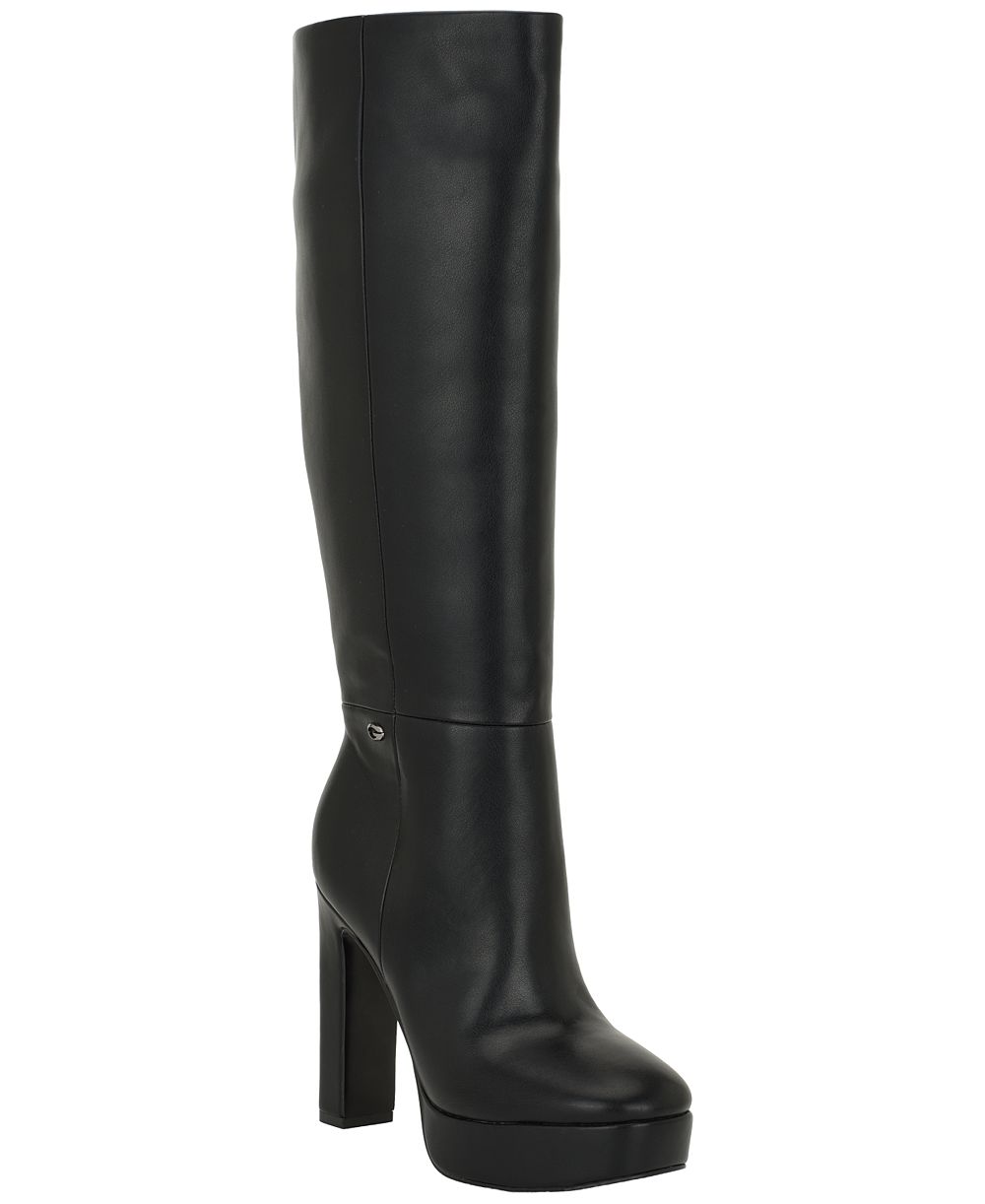 GUESS Women's Daska Tall Platform Block Heel Dress Boots