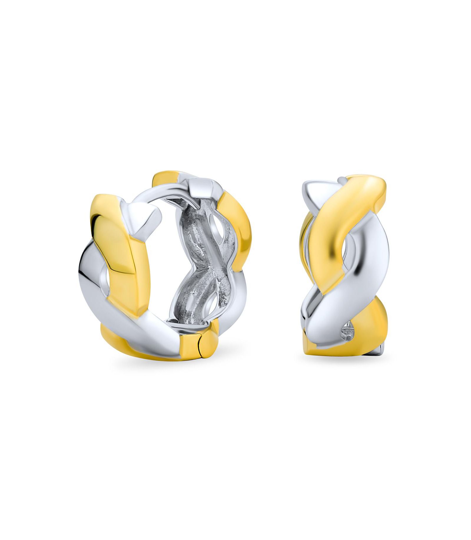 Bling Jewelry серьги-кольца Huggie с символом бесконечности, позолоченное серебро .925