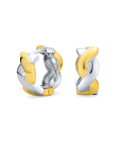 Bling Jewelry серьги-кольца Huggie с символом бесконечности, позолоченное серебро .925