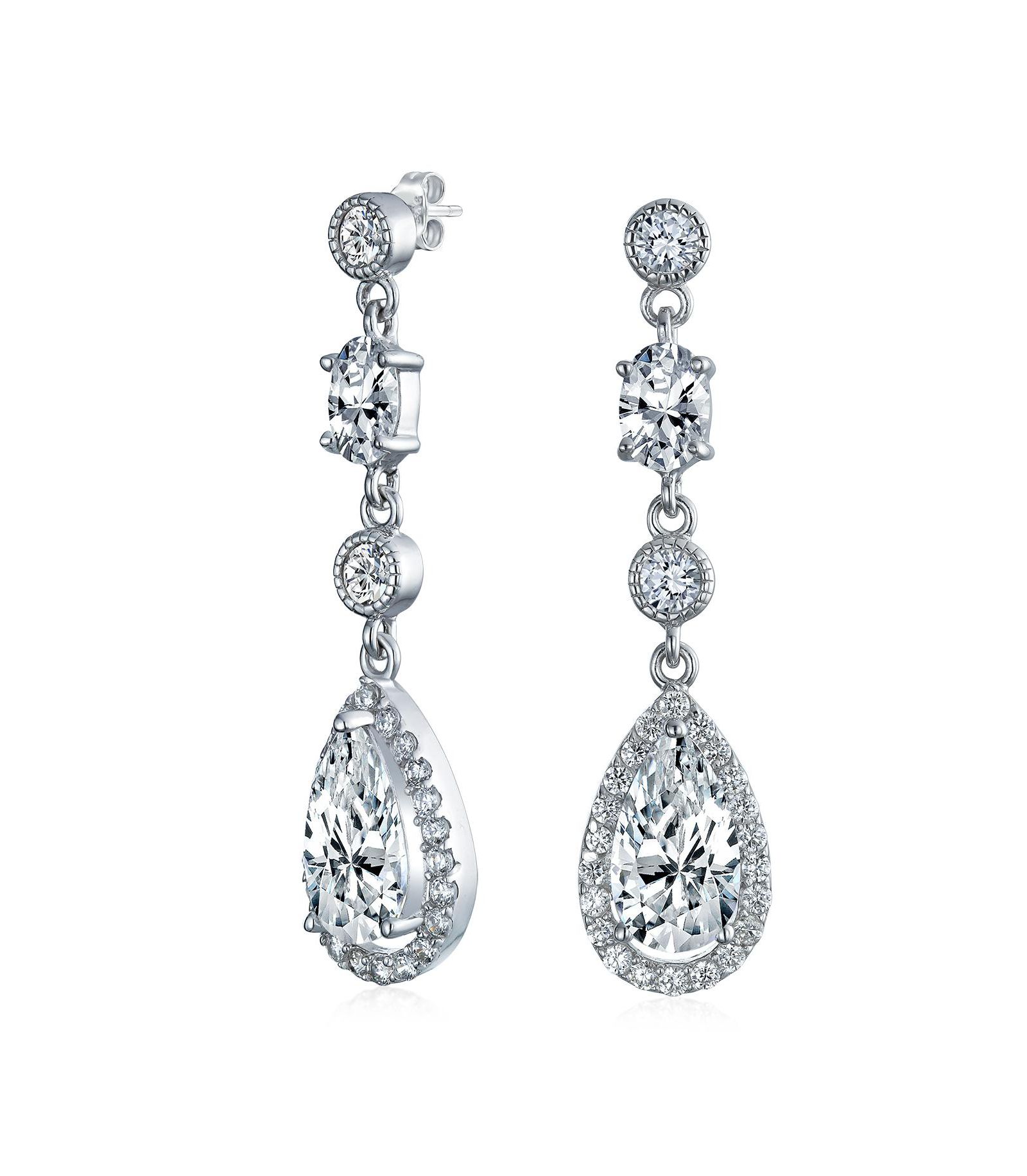 Bling Jewelry коктейльные серьги-люстры с фианитами и каплевидными камнями