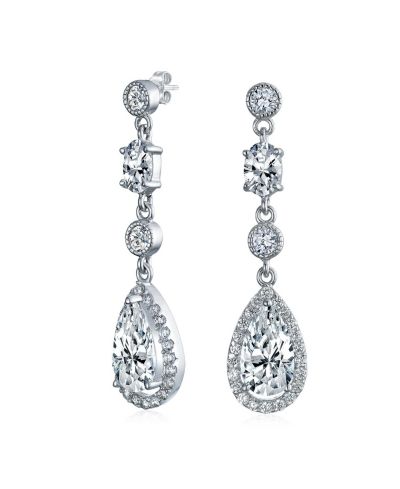 Bling Jewelry коктейльные серьги-люстры с фианитами и каплевидными камнями