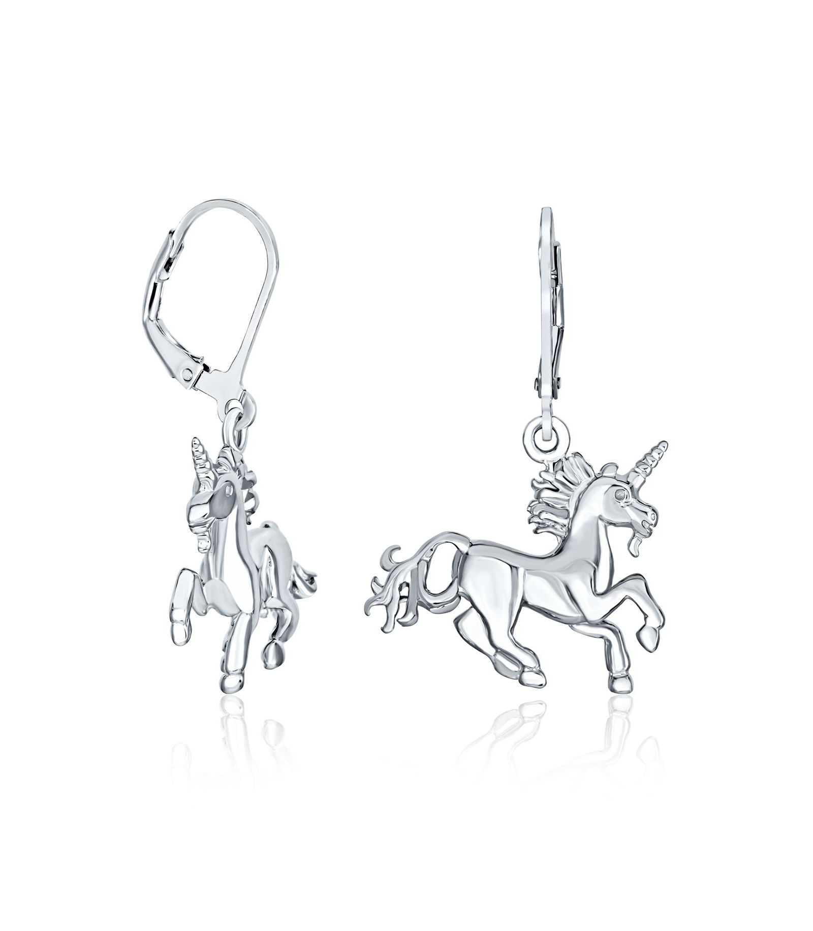Bling Jewelry серьги-подвески Pegasus Horse Mythical Magical Unicorn Sterling Silver.925