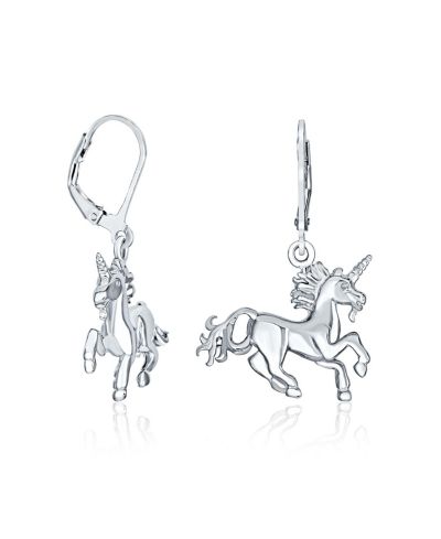 Bling Jewelry серьги-подвески Pegasus Horse Mythical Magical Unicorn Sterling Silver.925