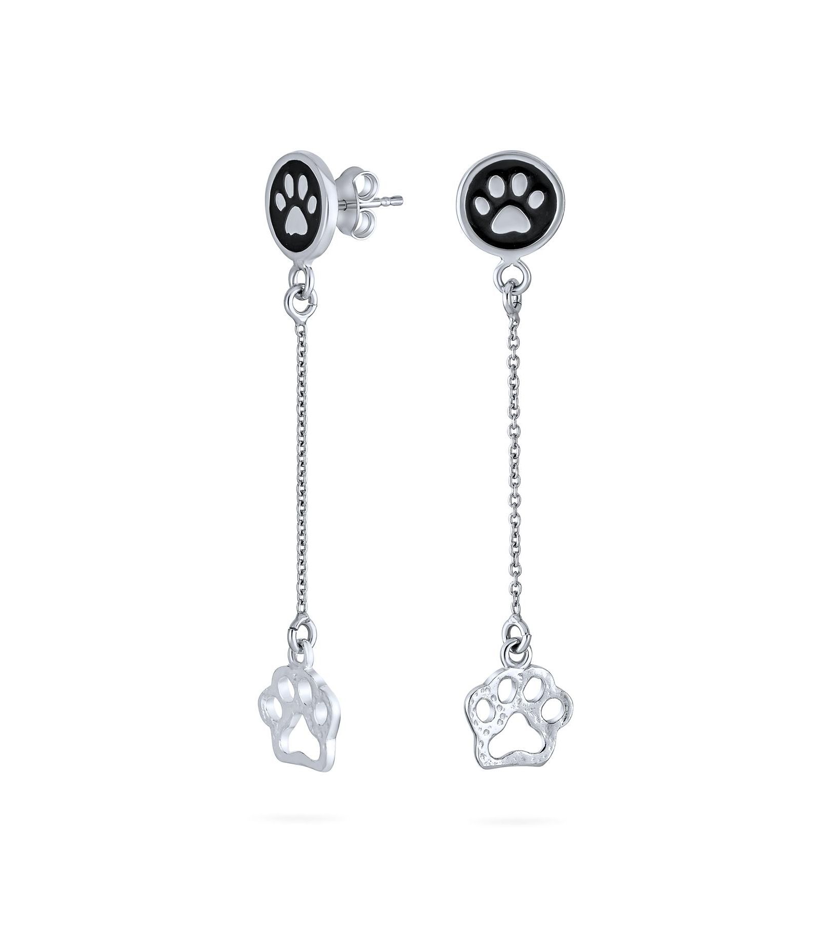 Серьги Bling Jewelry BFF Animal Lover, серебро 925, с отпечатком лапы