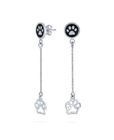 Серьги Bling Jewelry BFF Animal Lover, серебро 925, с отпечатком лапы