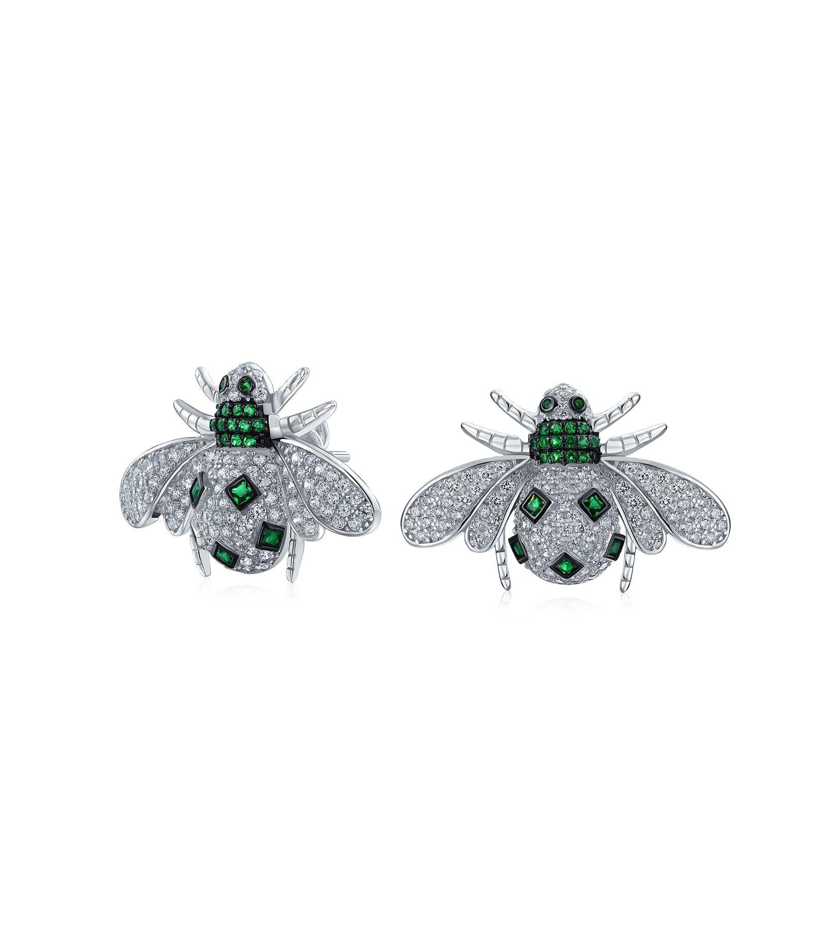 Серьги-гвоздики Bling Jewelry Art Deco с цирконием, Sterling Silver