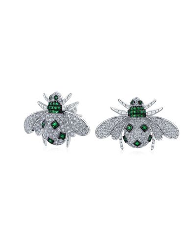 Серьги-гвоздики Bling Jewelry Art Deco с цирконием, Sterling Silver