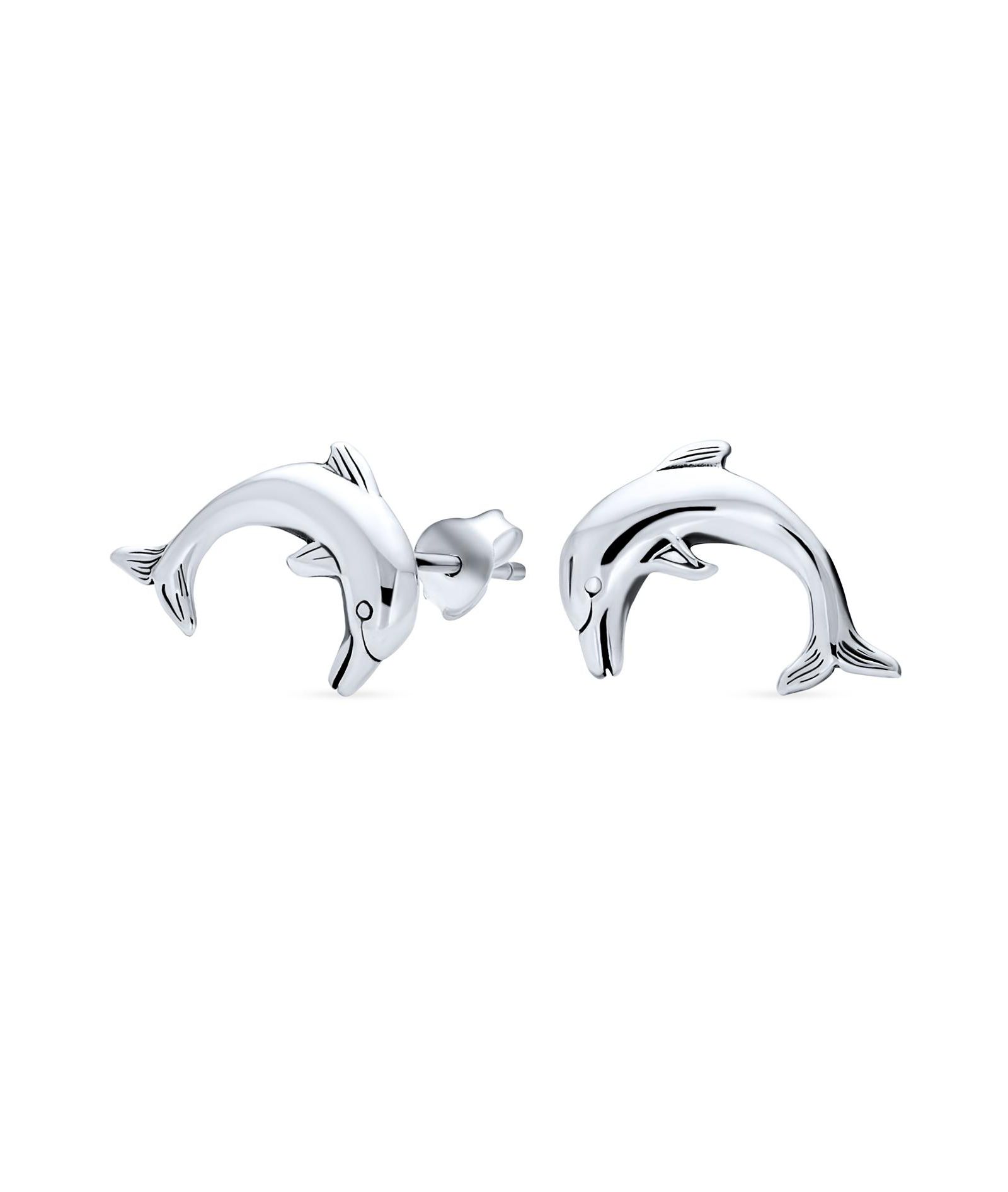 Bling Jewelry Tiny Hawaiian Fish Nautical Dolphins Stud Earrings .925 Sterling Silver