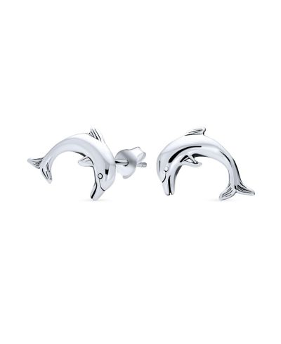 Bling Jewelry Tiny Hawaiian Fish Nautical Dolphins Stud Earrings .925 Sterling Silver