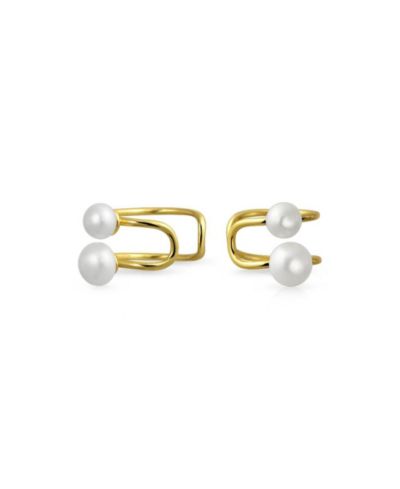 Серьга-кафф Bling Jewelry с жемчугом и позолотой