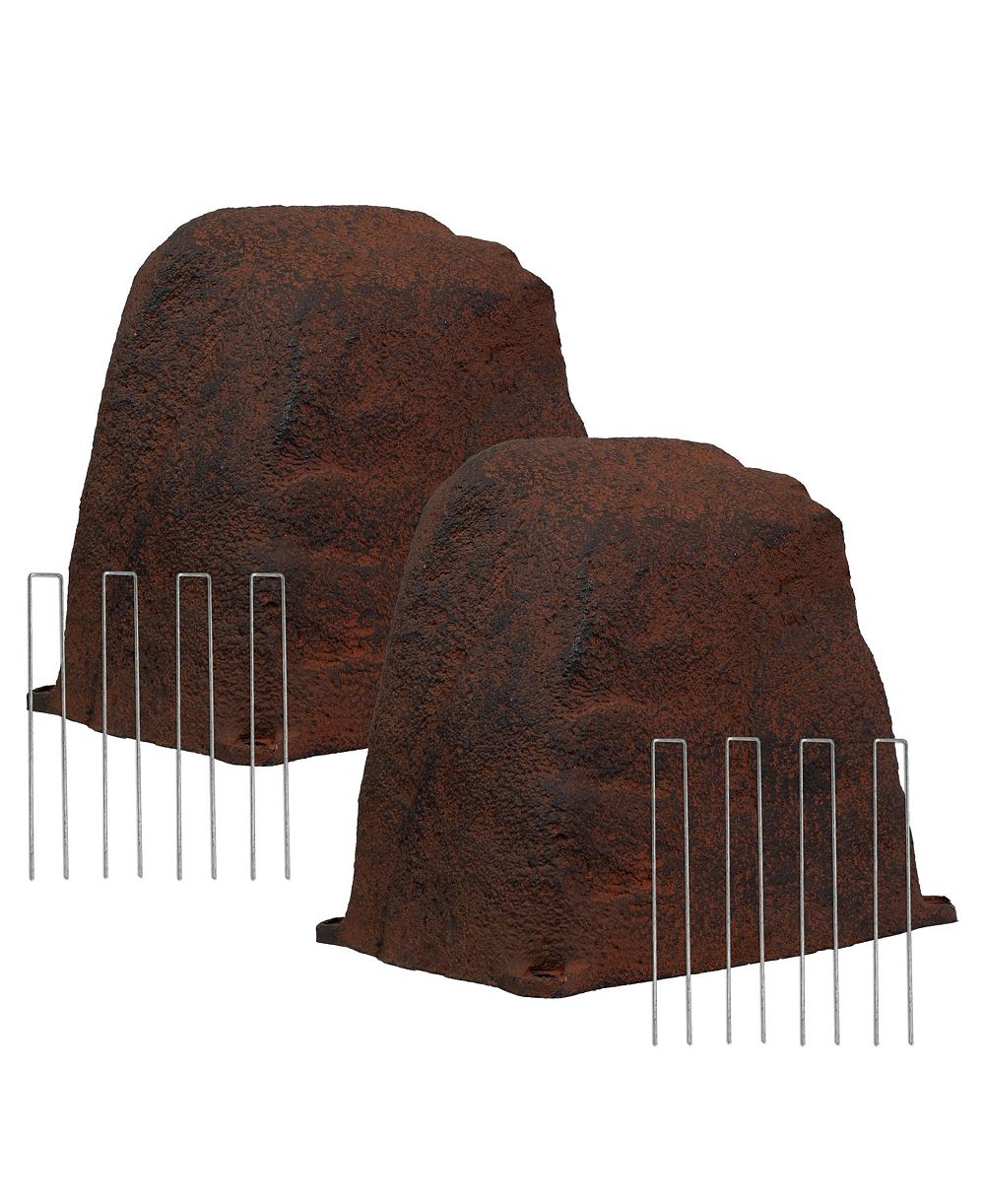 Sunnydaze Decor Outdoor Polyresin Landscape Rock Septic Cover with Stakes - 2-Pack