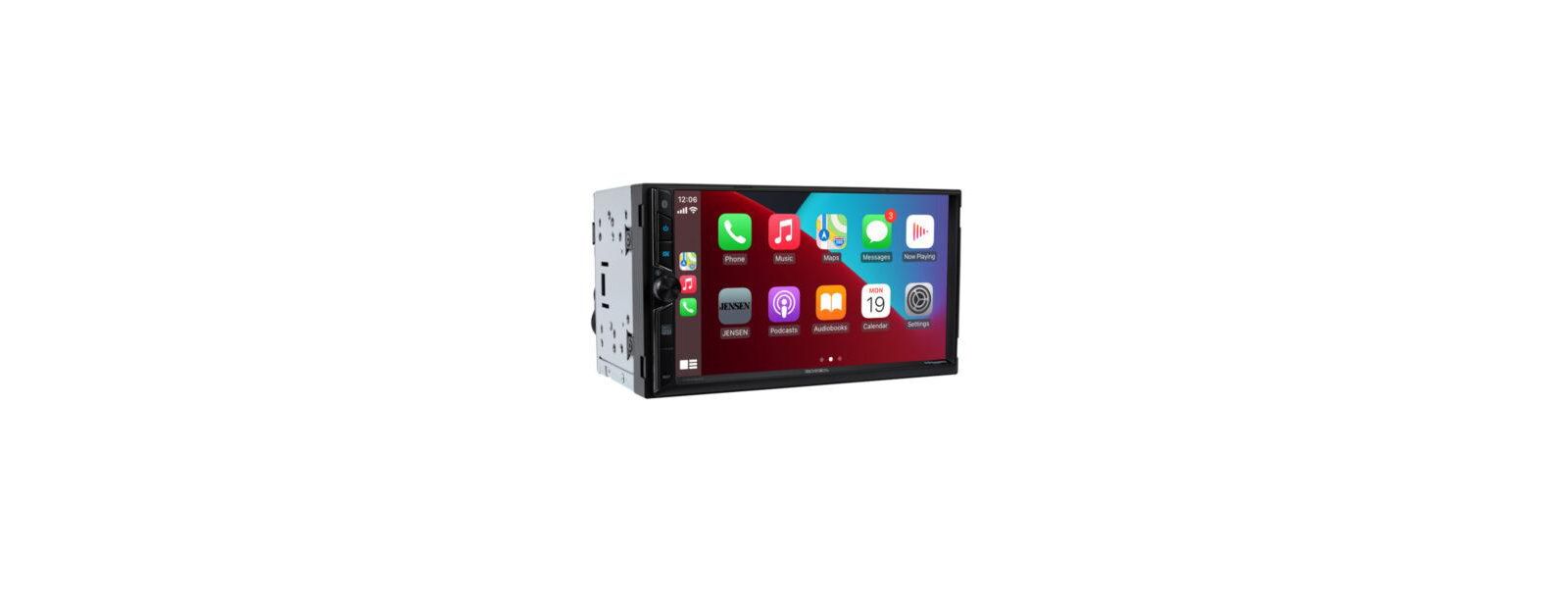 Jensen 240W Wireless CarPlay and Android Auto 7" Touchscreen Double-Din Multimedia Receiver