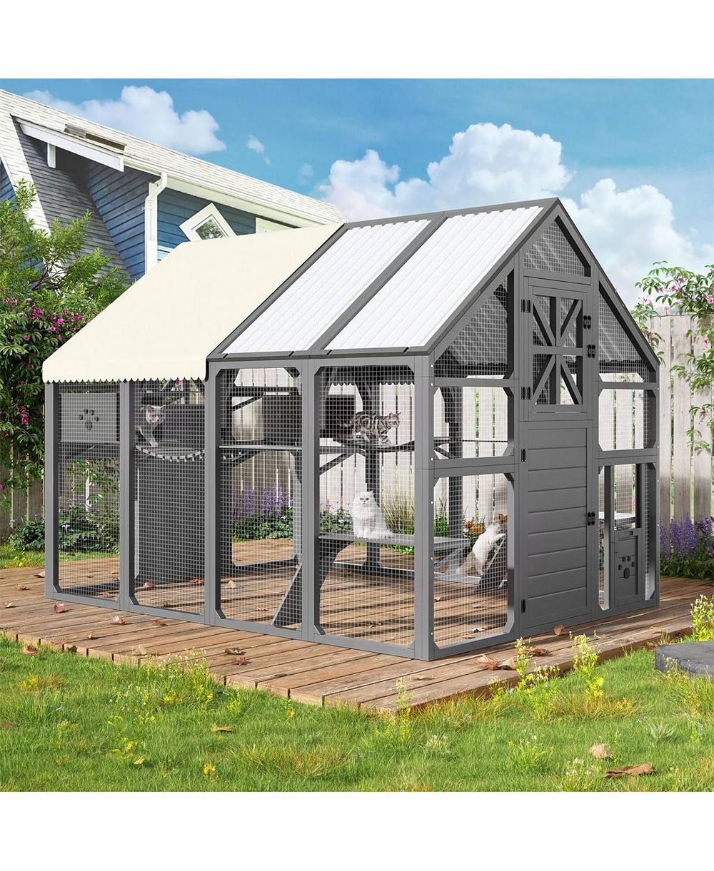 Домик для кошек 6thdruple Extra Large Outdoor Cat House с крышей и мостиками