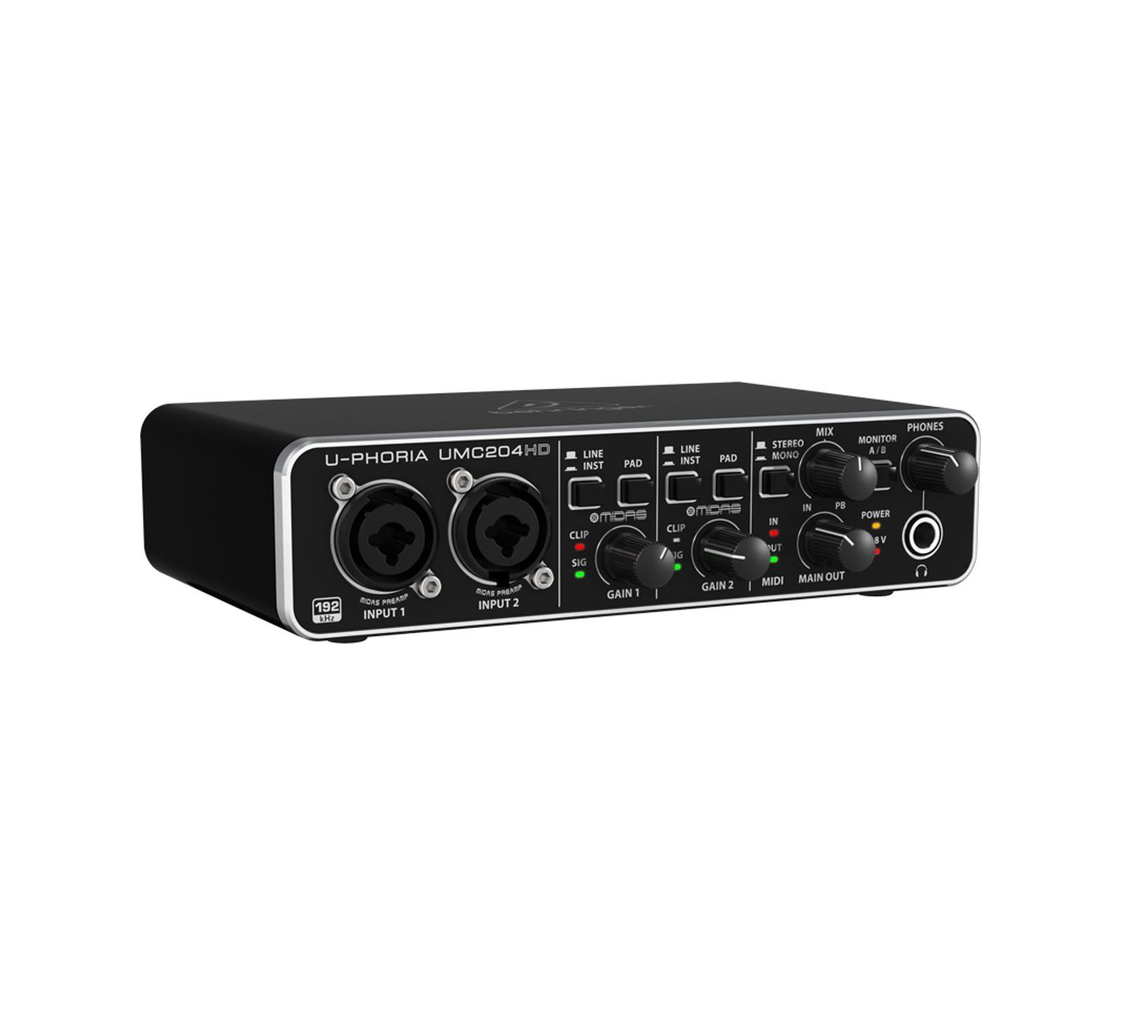 Behringer U-Phoria UMC204HD аудио/MIDI интерфейс с предусилителями MIDAS, 24-Bit/192kHz