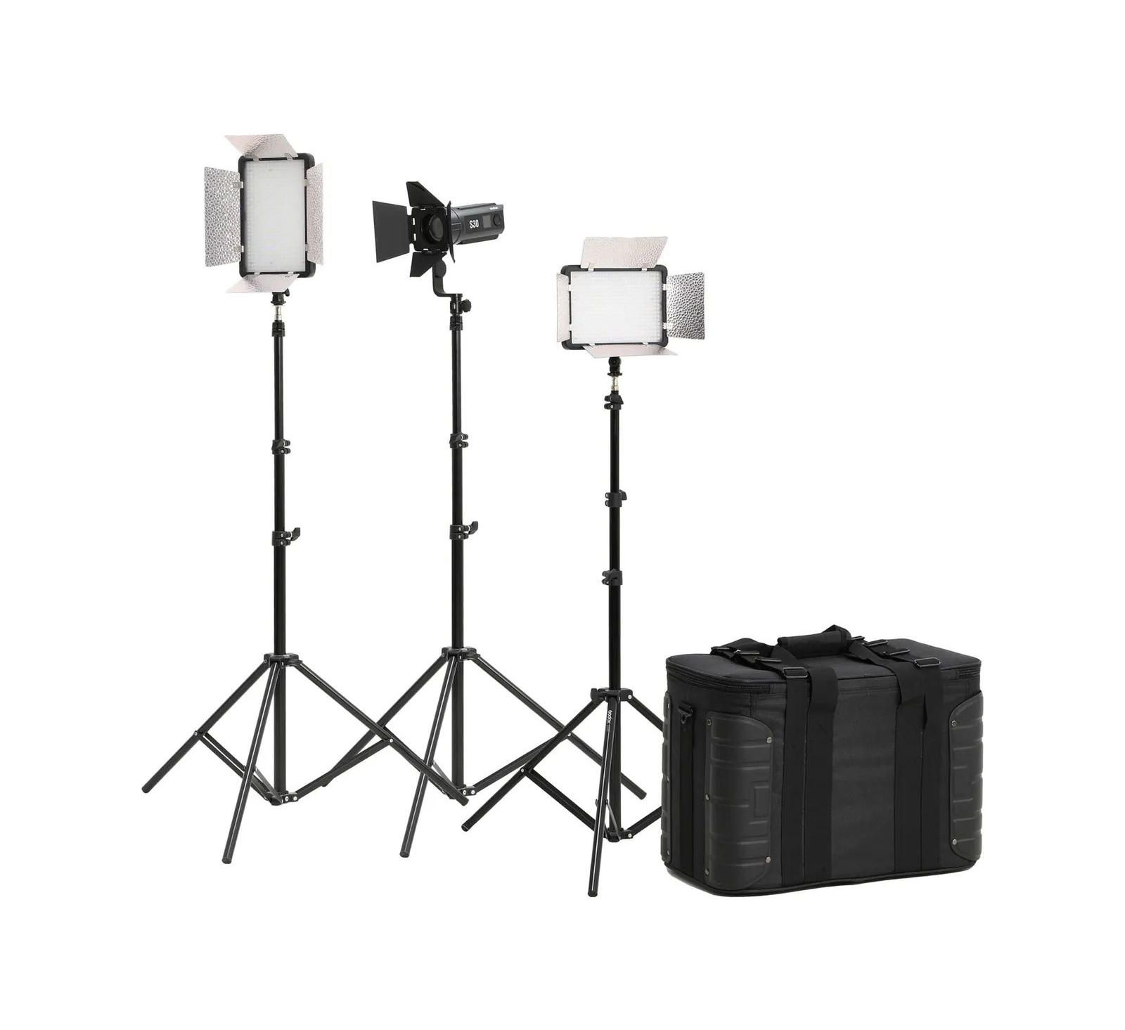 Godox LED500LR Bi-Color Remote Control 3-Light Video Light Kit