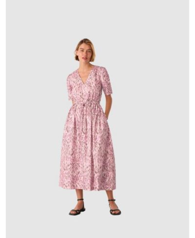 Whistles Women's Short Sleeve V-Neck Printed Midi Dress