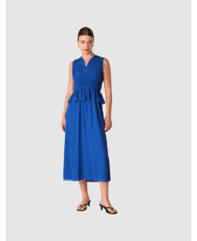 Whistles Women's Sleeveless Shirred V-Neck Midi Dress