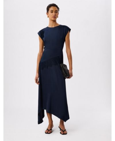 Whistles Women's Lace Insert Asymmetric Midi Dress