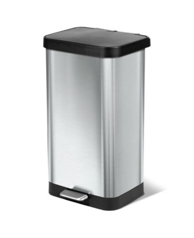 Glad Step Trash Can, Soft Close Lid Bin with Odor Protection, 20 Gal, Stainless