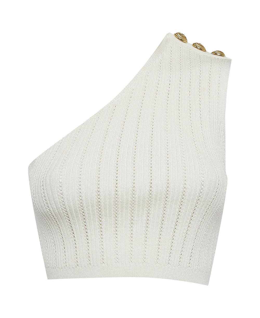 Pre-Owned Balmain Women's Pointelle Knit One Shoulder Top