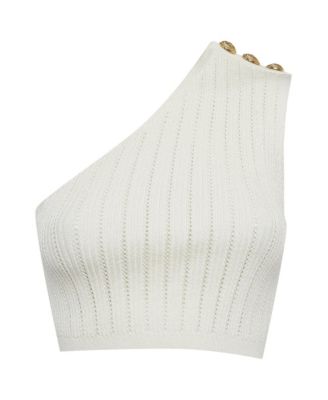 Pre-Owned Balmain Женский топ Pointelle Knit на одно плечо