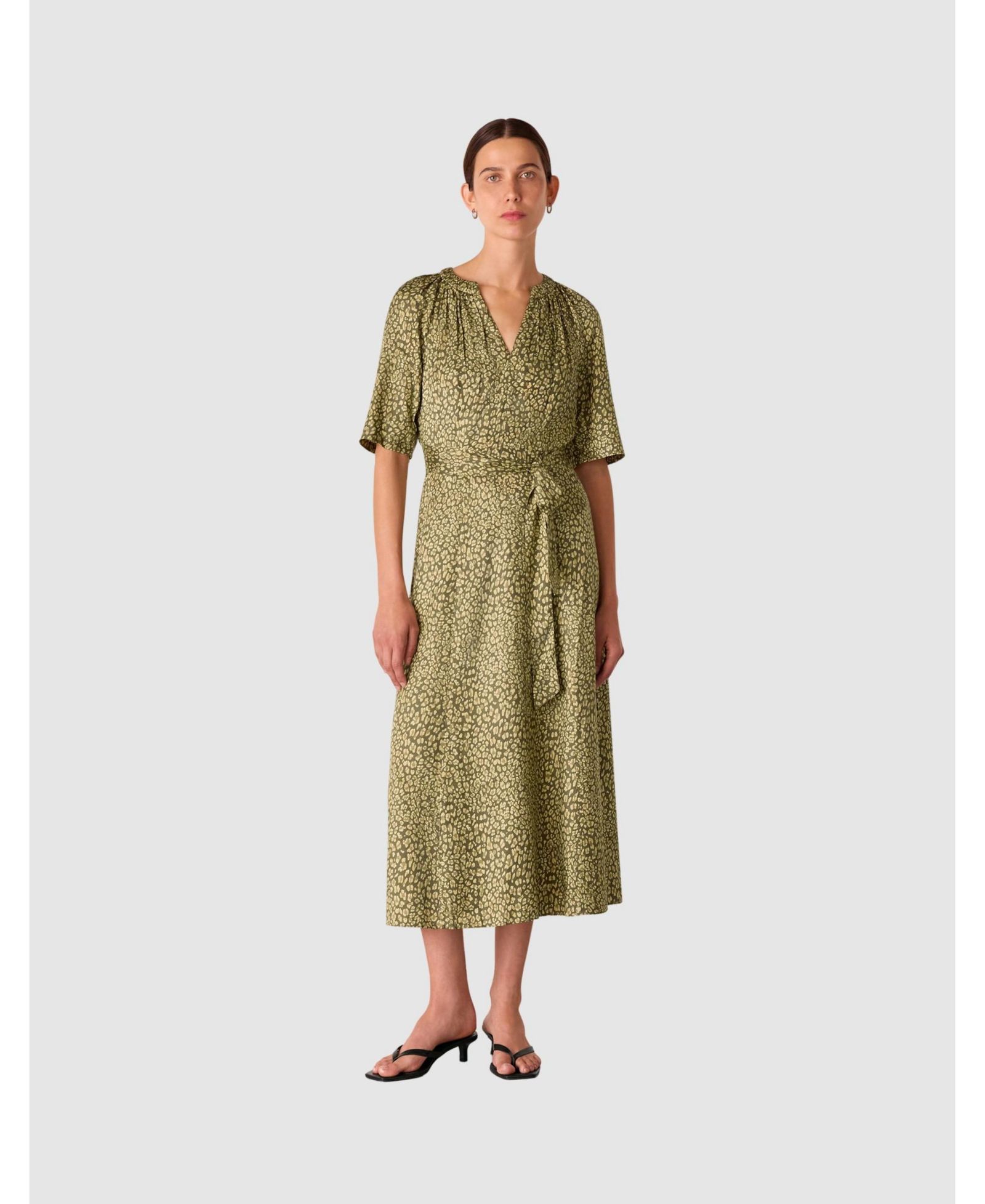 Whistles Женский Leopard Short Sleeve Midi Dress