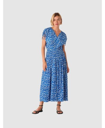 Whistles Women's Brushed Stroke Short Sleeve Midi Dress