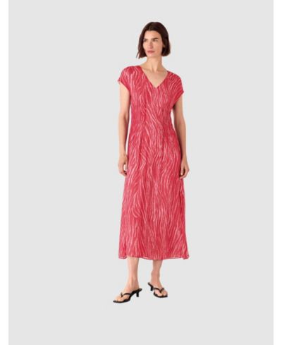 Whistles Women's Short Sleeve Zebra Texture Midi Dress