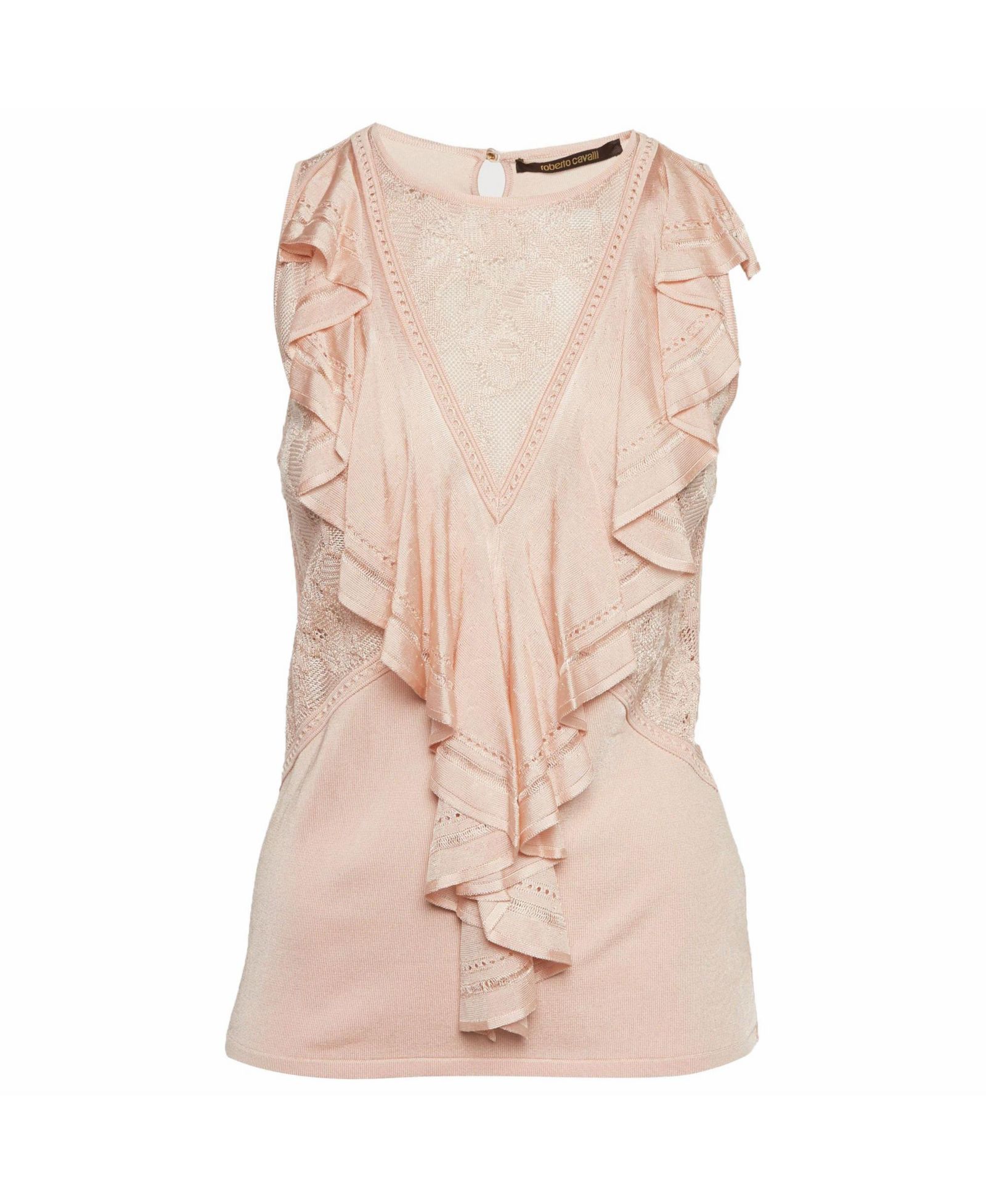 Женский топ Roberto Cavalli Stretch Knit Ruffle Crew Neck, б/у