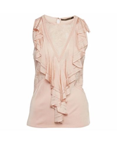 Женский топ Roberto Cavalli Stretch Knit Ruffle Crew Neck, б/у