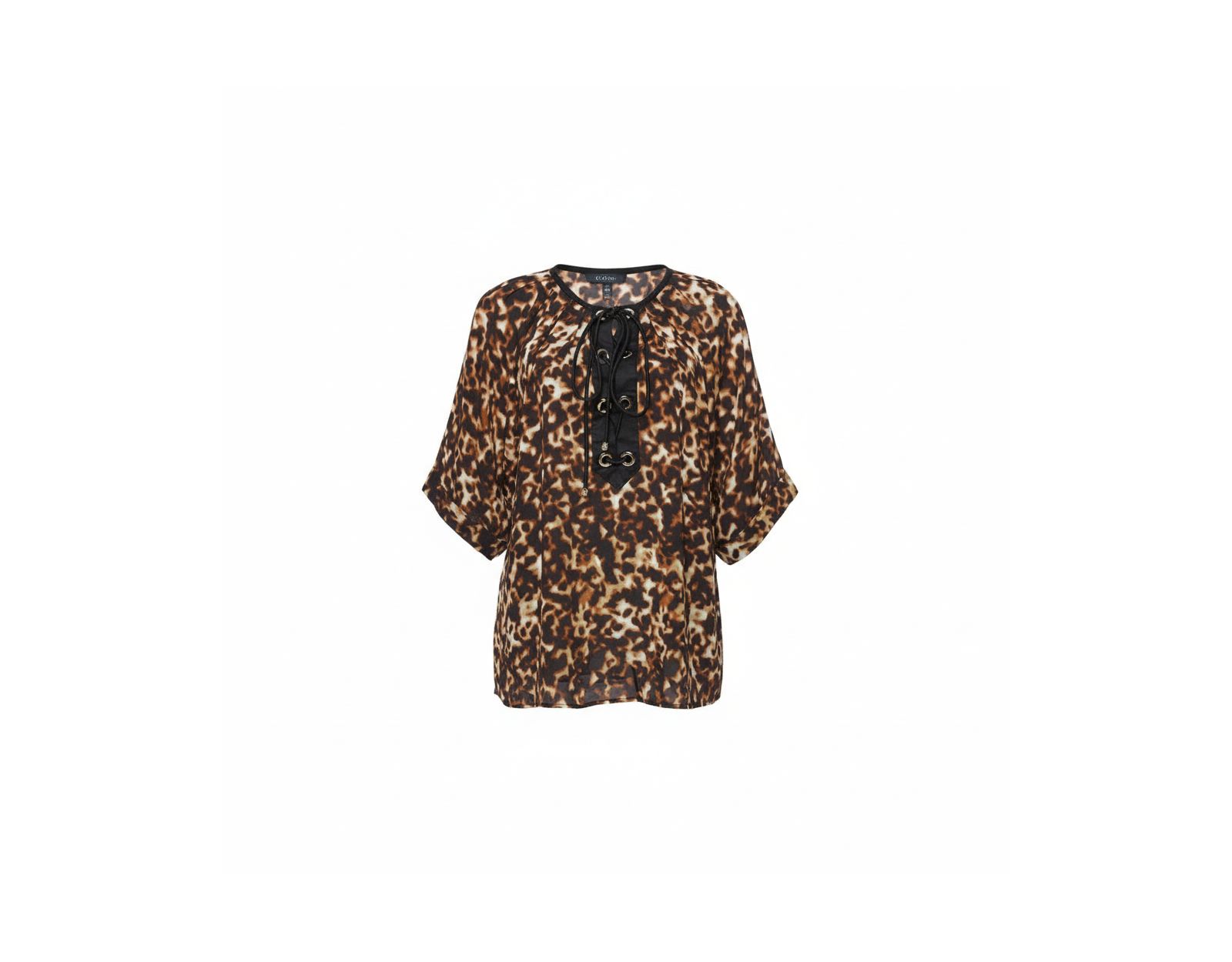 Pre-Owned Roberto Cavalli Women's Printed Silk Crepe Tie Front Blouse