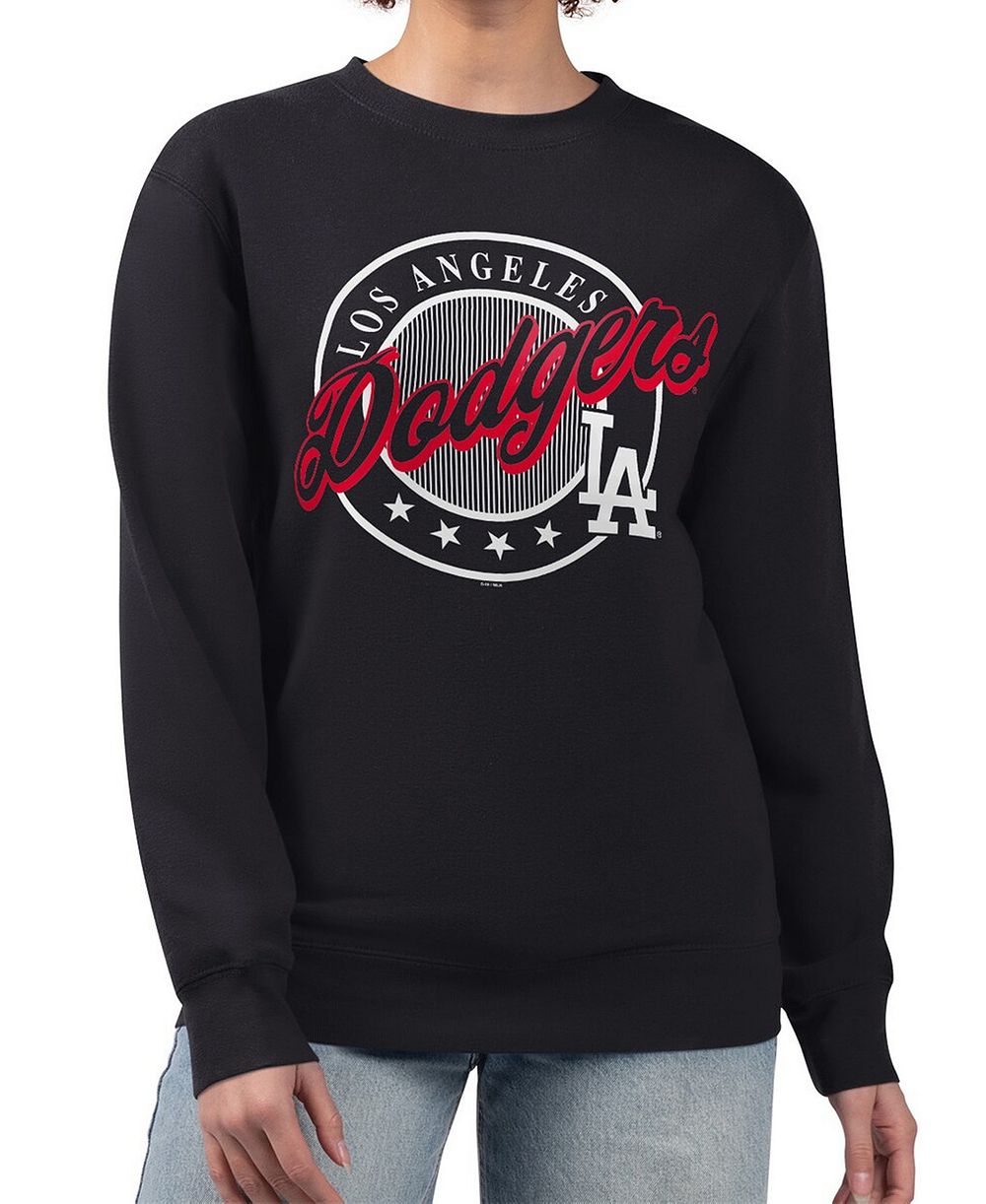 Женское худи G-III 4Her by Carl Banks Black Los Angeles Dodgers Pinstripe Circle Team Fleece Pullover