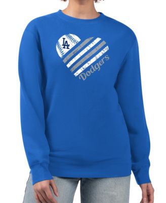 G-III 4Her by Carl Banks Women's Royal Los Angeles Dodgers Heart Logo Fleece Pullover Sweatshirt