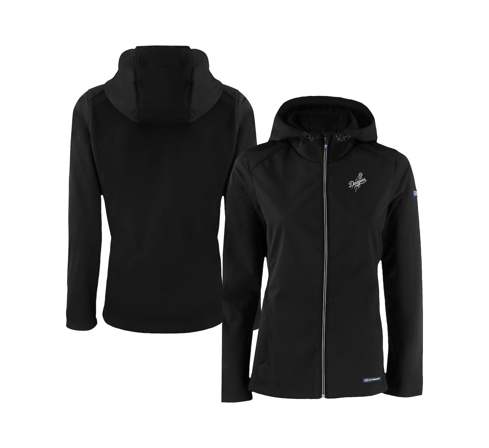Cutter Buck Women's Black Los Angeles Dodgers Evoke Eco Softshell Full-Zip Hoodie Jacket