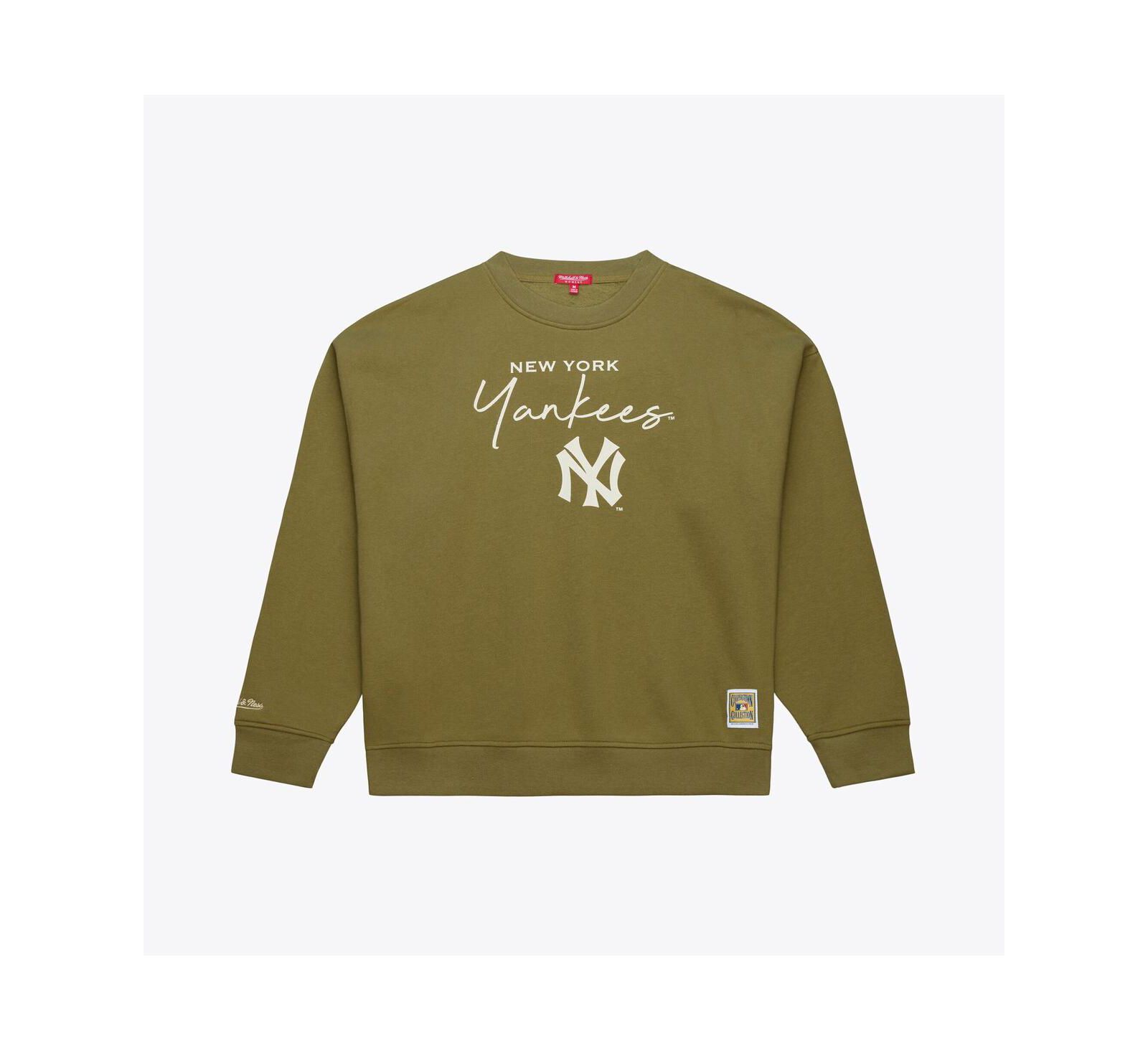 Женская флисовая толстовка Mitchell Ness Women's Olive New York Yankees Cooperstown Collection