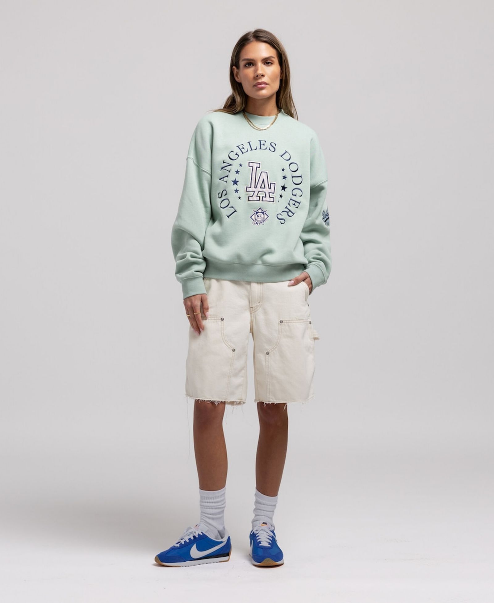 Женская толстовка Mitchell Ness Green Los Angeles Dodgers Yacht Rock