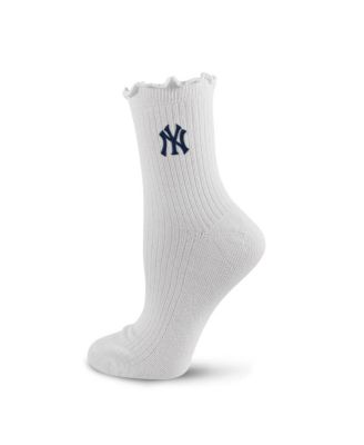 PRO Compression Women's White New York Yankees Logo Lettuce Hem Quarter Socks