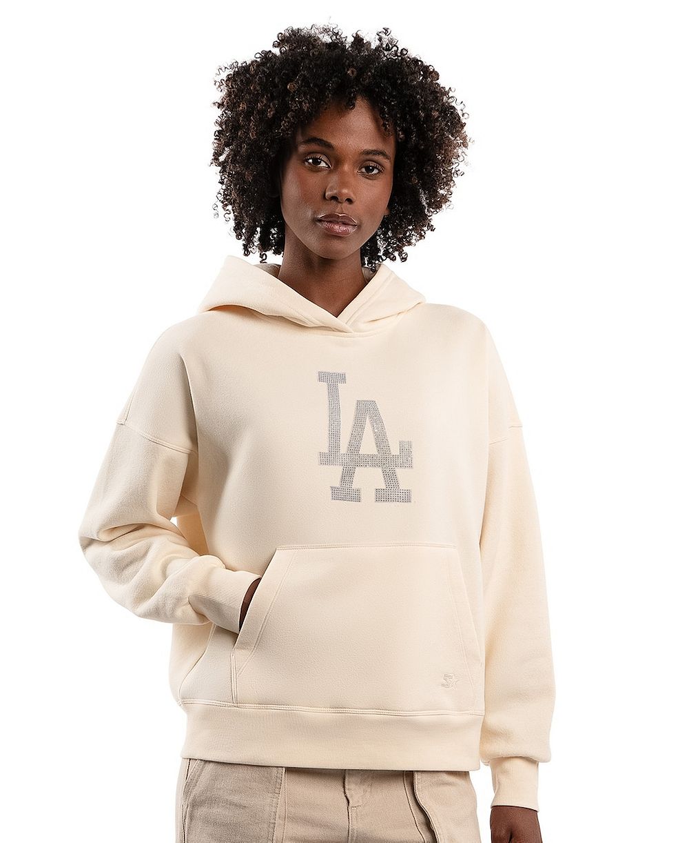 Женское худи Starter Los Angeles Dodgers, кремовое, с пайетками