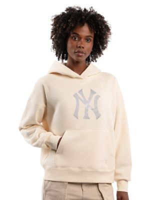 Starter Women's Cream New York Yankees Fleece Rhinestone Hoodie