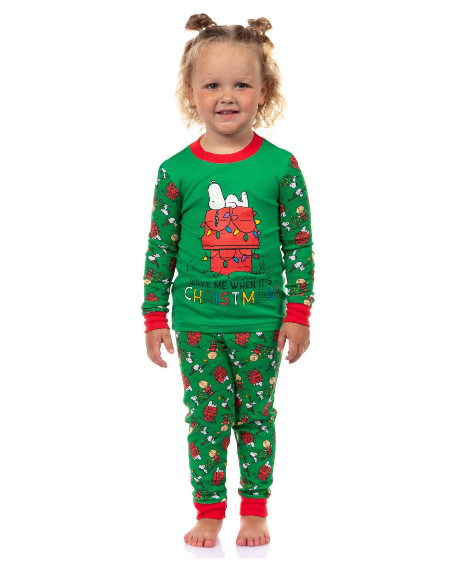Детский комплект одежды Peanuts Snoopy Wake Me When It's Christmas 2Piece Tight-Fit Sleep Set Loungewear