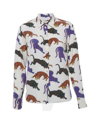 Женская шелковая рубашка Pre-Owned Stella McCartney с принтом кошки