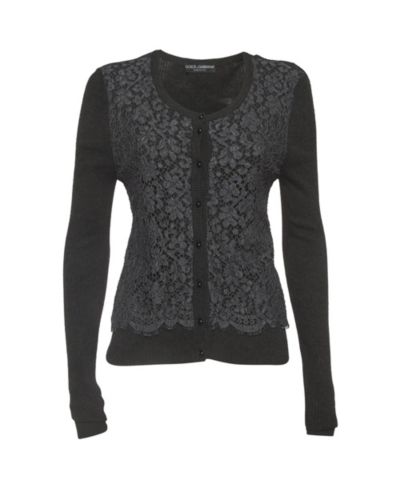 Pre-Owned Dolce & Gabbana Women's Lace And Rib Knit Cardigan