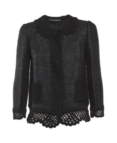 Pre-Owned Dolce & Gabbana Women's Lace Trim Tweed Jacket