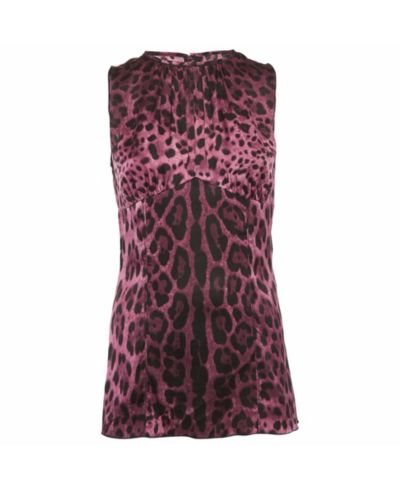 Pre-Owned Dolce & Gabbana Women's Leopard Print Satin Top