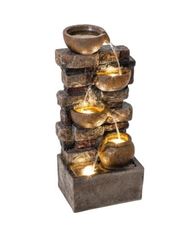 Outsunny Outdoor Fountain с LED Lights, Resin Garden Fountain